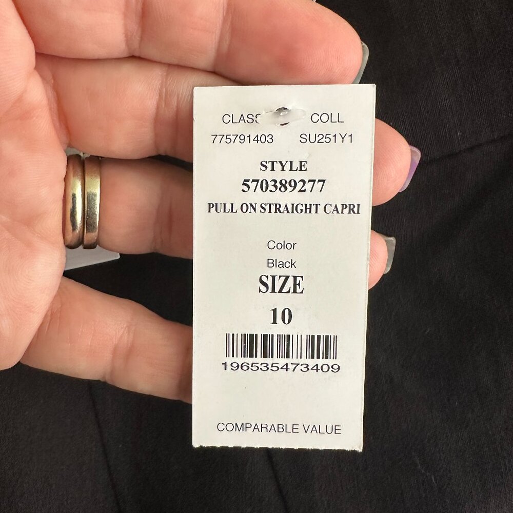 NWT White House Black Market Pullon Straight Capri Black 10 - Picture 7 of 9